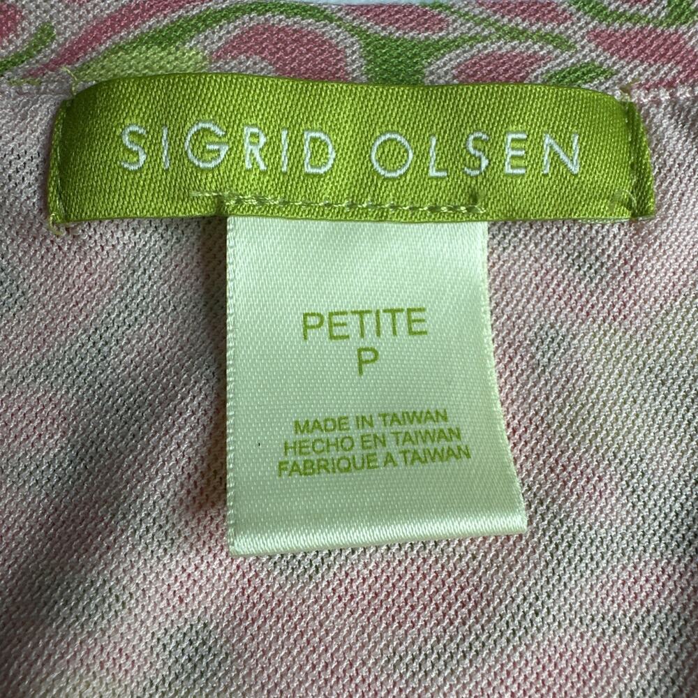 Sigrid Olsen Pink Green Mesh Size Pp Top Retro Fl… - image 8